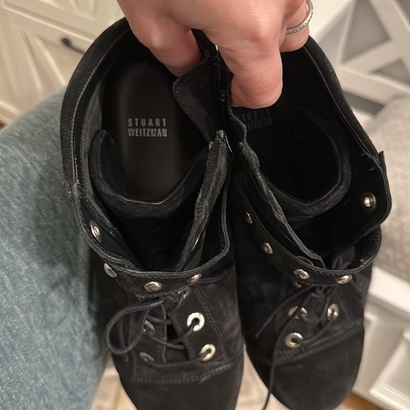 Stuart Weitzman Shotput Studded Suede High Top Sneakers - Picture 7 of 8